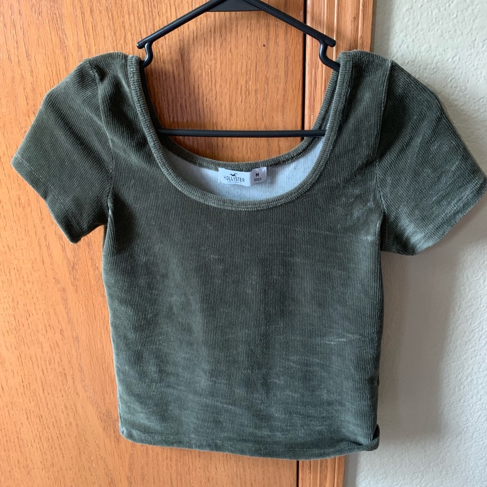 Olive Velvet Crop Top